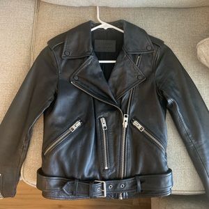 All Saints Balfern Leather Biker Jacket US00 UK2